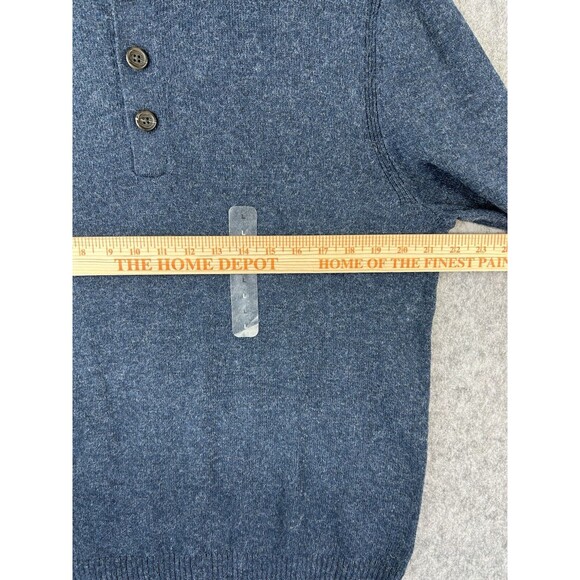 GAP Sweater Men's Large Navy Blue 1/4 Button Mock Neck Outerwear Soft Pullover - Picture 6 of 9